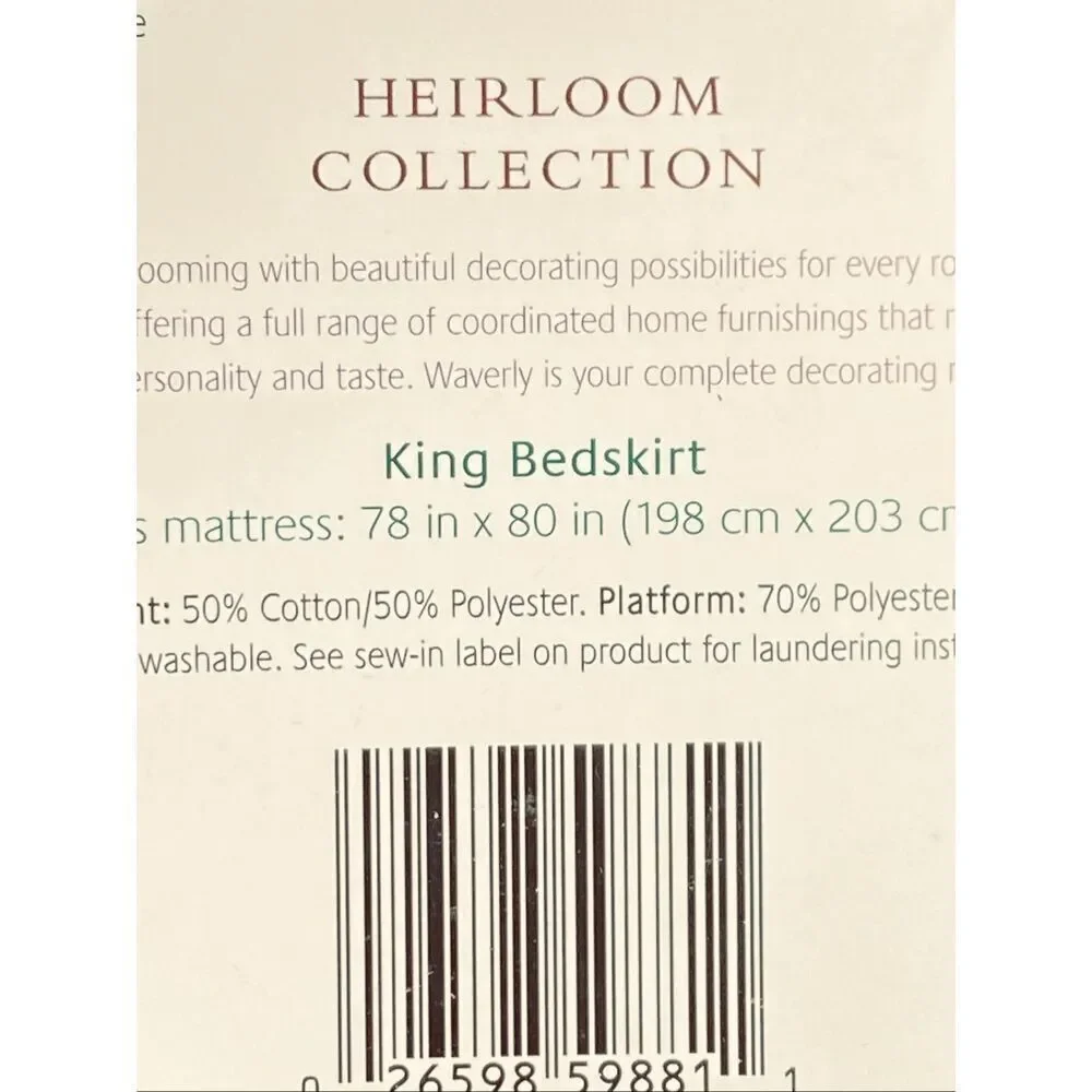 Waverly Garden Room Heirloom Collection King Bedskirt NEW